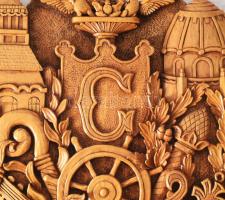 Ferencz Béla (1922- ): Gellért Hotel montázs. Fafaragás, jjl.: California Béla Ferencz 91. 113x80 cm...