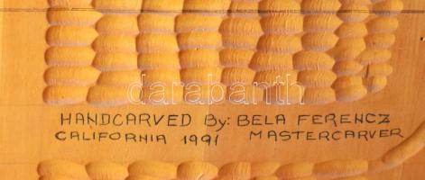 Ferencz Béla (1922- ): Gellért Hotel montázs. Fafaragás, jjl.: California Béla Ferencz 91. 113x80 cm...