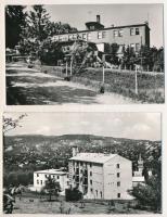 Budapest - 6 db modern Képzőművészeti Alap fekete-fehér képeslap: Széchenyi hegyi SZOT üdülő, Szabad...