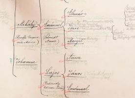 cca 1942 Az Árva vármegyei Dedinszky család kézzel írt leszármazási táblája / családfája (Dedinszky ...