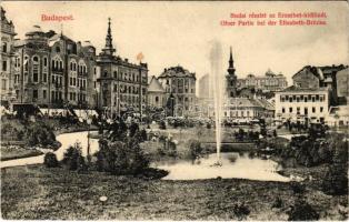 1911 Budapest I. Döbrentei tér, Tabán az Erzsébet hídfőnél, Tabáni bor és sörcsarnok, üzletek