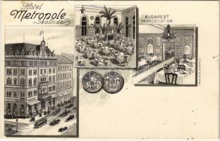 Budapest VII. Hotel Metropole szálloda és kávéház reklámja. Rákóczi út 58., Pápai Ernő kiadása