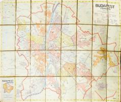 cca 1950 Budapest térképe, kiadja: Honvéd Sajtó és Lapkiadó Vállalat, 1 : 33.000, Bp., Offset-ny., vászonra kasírozva, kissé viseltes állapotban, 110x86 cm