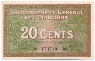 Francia-Indokína DN (1939) 20c "173719 BA" T:UNC,AU French Indochina ND (1939) 20 Cents &q...