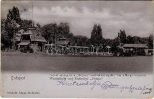 1905 Budapest XIII. Margitsziget, Fedett sétány és a Neptun csónakázó egyleti ház. Schmidt Edgar (EK)