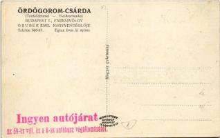 Budapest XII. Farkasvölgy, Ördögorom csárda, bejárat, felső és alsó terasz, bal és jobb terem belső....