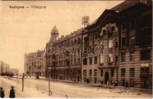 Budapest XI. Villányi út, háttérben a Bartók Béla út, villamos, asztalos üzlet. Leffler-féle kiadása