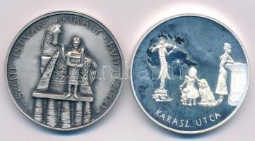 Vegyes: 2000. "Szent István király - Buda 2000 / Szent Gellért hegye - Sziklatemplom" kétoldalas bronz emlékérem (42,5mm) + Kligl Sándor (1945-) ~1996. "Szeged / Kárász utca" ezüstözött fém emlékérem (42,5mm) T:AU, AU (PP)