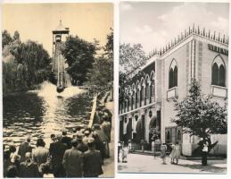 Budapest XIV. Városliget, Vidám Park - 5 db MODERN képeslap: bejárat, repülő hinta, körhinta, Velenc...