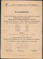 1944 Nagykőrös, Move Nagykőrösi Torna és Vívó Egyesület versenykiírása országos birkózóversenyről, 1944. márc. 16., hajtva, kis lapszéli szakadásokkal