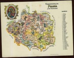 Poland map folding card litho