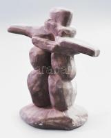 Inukshuk iparművész szobor, 1990, jelzett, festett gipsz, kopással m: 18,5 cm