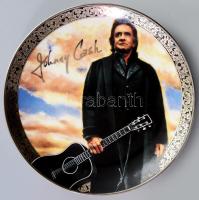 Johnny Cash zenélő porcelán falitál, kis kopással, d: 20,5 cm