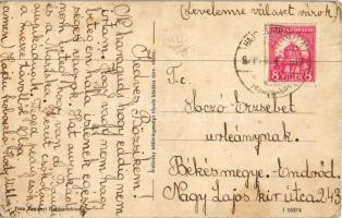 Hajdúszoboszló, Hőforrás a kitörés időpontjában 1925 novemberében. Foto Petrányi, Bieliczky kiadása ...