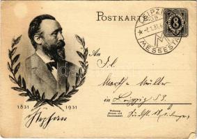 1831-1931 Heinrich von Stephan (1831-1897), general post director for the German Empire who reorganized the German postal service. He was integral in the founding of the Universal Postal Union in 1874, and in 1877 introduced the telephone to Germany. Memorial card for the 100th anniversary of his birthday (EB)