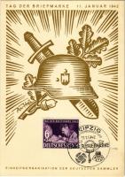 1942 Tag der Briefmarke. Einheitsorganisation der Deutschen Sammler / WWII Day of the German Stamp, NSDAP German Nazi Party propaganda, swastika s: Axster-Heudtlass + Tag der Briefmarke 11. 1. 1942. LEIPZIG So. Stpl.