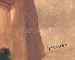 Gebauer jelzéssel: Pásztorok kutyával. Olaj, vászon, kartonra kasírozva. Fakeretben. 50x60 cm