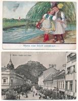52 db régi és modern város képeslap vegyesen / 52 pre-1945 and modern town-view postcards mixed