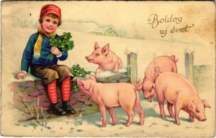 1934 Boldog új évet. malacok / New Year greeting, pigs. Amag 4054. litho (EK)