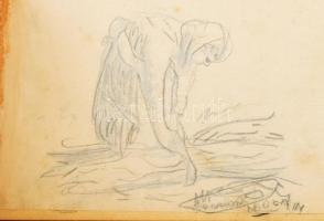 Cserna Sándor, XX. sz. eleje: Vázlatfüzet rajzokkal, többek közt Munkácsy Mihály portréja, Adria lev...