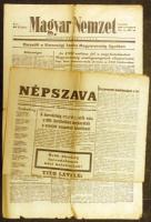 1956 A Népszava és Magyar Nemzet egy-egy október-novemberi száma a forradalom híreivel (szakadásokkal)