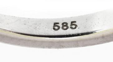 14K fehérarany (Au) gyűrű, jelzett, br 1,9 g m: 54