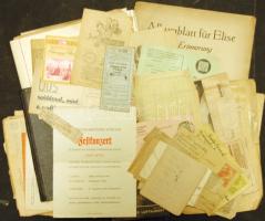 cca 1910-1960 kb 50 darabos papírrégiség tétel benne számos okmány, meghívó, kommün alatti újságok, reklámok. Érdemes megnézni!