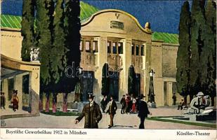 1912 München, Munich; Bayrische Gewerbeschau 1912. Künstler-Theater / trade fair, art theatre + So. Stpl. (wet corner)