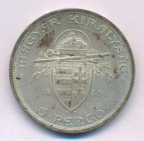 1938. 5P Ag "Szent István" T:XF patina Adamo P8.1