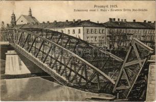 Przemysl 1915. Zerstörte Dritte Mai-Brücke / Zniszczony most 3. Maja / WWI K.u.K. military, destroyed bridge (kis szakadás / small tear)