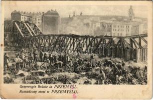 Gesprengte Brücke in Przemysl / Rozsadzony most / WWI K.u.K. military, destroyed bridge (EK)