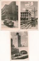 ~1950 Warszawa, Warschau, Warsaw, Varsó; - 39 modern black and white unused postcards with automobiles, trams / 39 modern fekete-fehér használatlan városi képeslap közlekedési eszközökkel (villamos, autó)