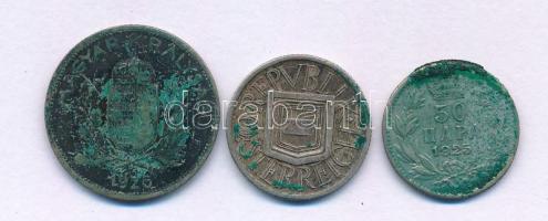 Vegyes: 1926. 1P Ag + Jugoszlávia 1925. 50p Cu-Ni "I. Sándor" + Austria 1926. 1/2Sch Ag T:...