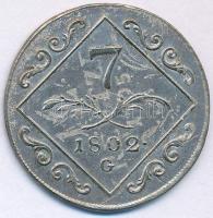 1802G 7kr Ag "I. Ferenc" Nagybánya, 1795. 12kr érme lapkájára felülverve T:XF 
Huszár: 20...