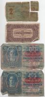 8db-os vegyes magyar bankjegy tétel, közte 1914. 2K "C", 1920. 1K "EGY RONGY KORONA&q...
