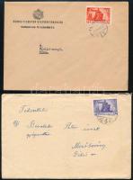 1945-1946 2 db levél az 5. és 7. díjszabásból, Újjáépítés 120P ill. 3000P bérmentesítéssel