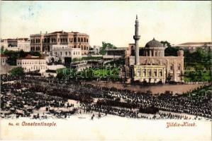 Constantinople, Istanbul; Yildiz Kiosk / military parade, market (fl)