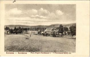 1928 Kovászna, Covasna; I. Ferdinánd király tér, Izsák József és Pátria üzlete / square, shops (EK)