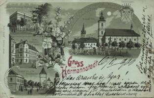 Nagyszeben with Hotel Roman Kaiser and theatre litho (EB)