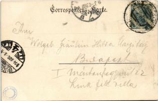 1904 Wörgl (Tirol), mit der hohen Salve u. dem Kaisergebirge / general view with mountains and railw...