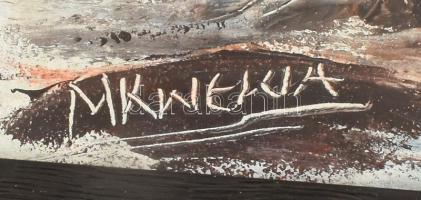 Azonosítatlan jelzéssel: Absztrakt táj. Olaj, karton, jelzett, keretben 44x28 cm