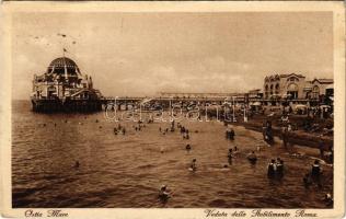 1928 Ostia, Ostia Mare, Veduta dello Stabilimento Roma / beach, bathers (wet corner)