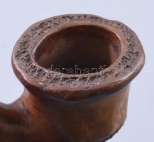 Antik cserép pipa, h: 11 cm
