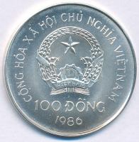 Vietnám 1986. 100D Ag "Téli Olimpia 1988 Calgary" T:BU Vietnam 1986. 100 Dong Ag "198...
