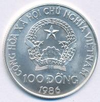 Vietnám 1986. 100D Ag "Téli Olimpia 1988 Calgary" nagyobb betűk T:BU Vietnam 1986. 100 Don...