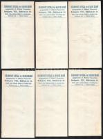 Szamosi Gyula és Basch Ernő Gyógyszertára számolócédulák, 10 db, rajta neves magyar írók arcképével....