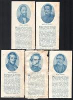 Szamosi Gyula és Basch Ernő Gyógyszertára számolócédulák, 10 db, rajta neves magyar írók arcképével....