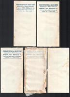 Szamosi Gyula és Basch Ernő Gyógyszertára számolócédulák, 10 db, rajta neves magyar írók arcképével....