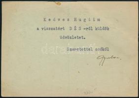 1940 Dés visszatért tábori levelezőlap nemzetiszín szalaggal