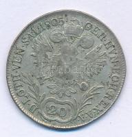1805B 20kr Ag "I. Ferenc" T:F patina
Hungary 1805B 20 Kreuzer Ag "Franz I" C:F ...